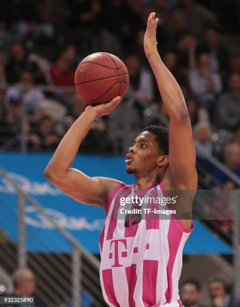 Malcolm Hill of Bonn controls passes the ball during the Basketball Bundesliga match between Telekom Baskets Bonn and Science City Jena at Telekom...