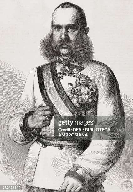 Portrait of Franz Joseph , emperor of Austria, illustration from Album della Esposizione Universale di Vienna , No 6, 1873.