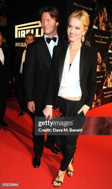 Eva Herzigova and Gregorio Marsiaj attend the cocktail reception for the 2010 Pirelli Calendar, at the Old Billingsgate Market on November 19, 2009...