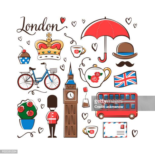 london symbole - cupcake teacup stock-grafiken, -clipart, -cartoons und -symbole