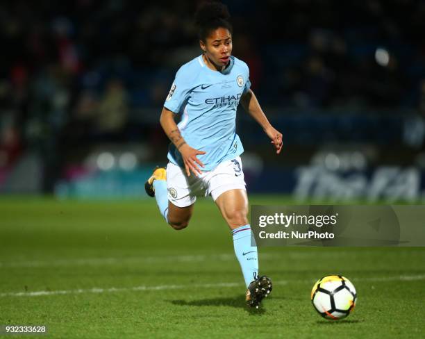 Demi Stokes of Manchester City WFC during The FA WSL Continental Tyres Cup Final match between Arsenal against Manchester City Women at Adams Park...