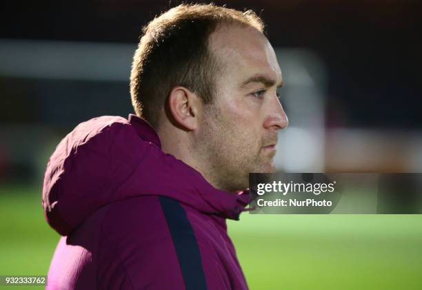 Nick Cushing manager of Manchester City WFC during The FA WSL Continental Tyres Cup Final match between Arsenal against Manchester City Women at...