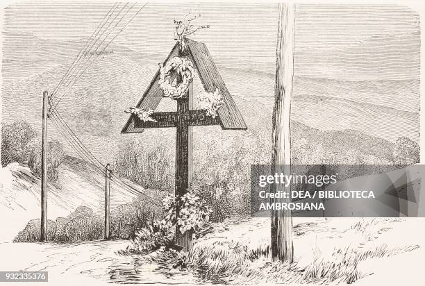 Monument erected in the place where the severed heads of 23 injured Russians were found, 18 July, 1877 near Shipka Pass, Bulgaria, Russo-Turkish War,...