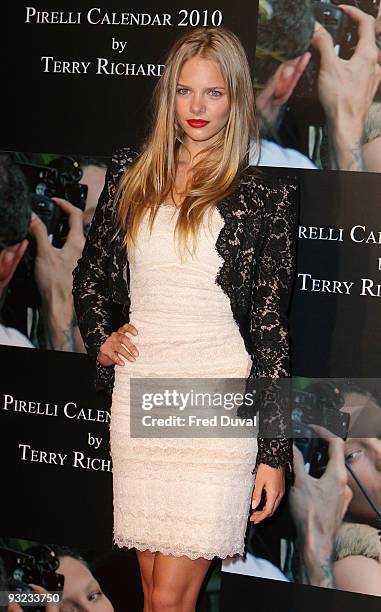 Marloes Horst attends the cocktail reception for the launch of the 2010 Pirelli Calendar at Old Billingsgate Market on November 19, 2009 in London,...
