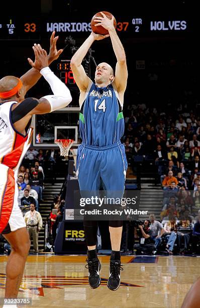 Brian Cardinal of the Minnesota Timberwolves shoots a jump shot during the game against the Golden State Warriors at Oracle Arena on November 9, 2009...