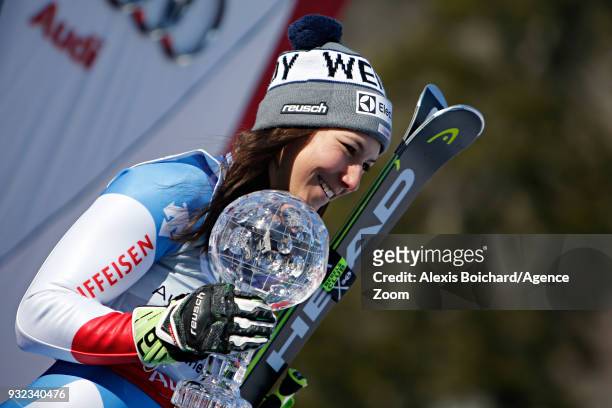 Wendy Holdener of Switzerland wins the globe in the women alpine combined standing during the Audi FIS Alpine Ski World Cup Finals Men's and Women's...