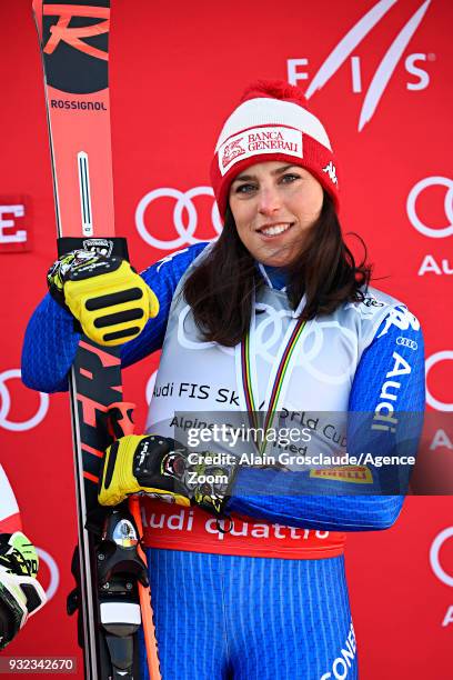 Federica Brignone of Italy takes 3rd place in the women alpine combined standing during the Audi FIS Alpine Ski World Cup Finals Men's and Women's...