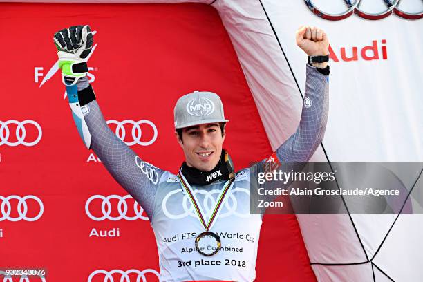 Victor Muffat-jeandet of France takes 3rd place in the men alpine combined standing during the Audi FIS Alpine Ski World Cup Finals Men's and Women's...