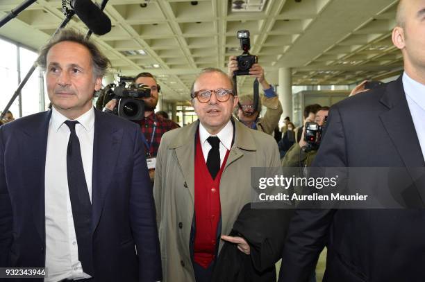 Lawyers Pierre Olivier Sur and Herve Temime representing Laura Smet arrive to the courthouse for the Johnny Hallyday hearing commencing today at...