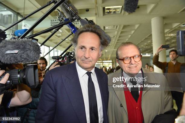 Lawyers Pierre Olivier Sur and Herve Temime representing Laura Smet arrive to the courthouse for the Johnny Hallyday hearing commencing today at...