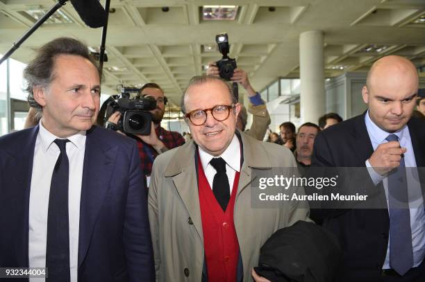 Lawyers Pierre Olivier Sur and Herve Temime representing Laura Smet arrive to the courthouse for the Johnny Hallyday hearing commencing today at...