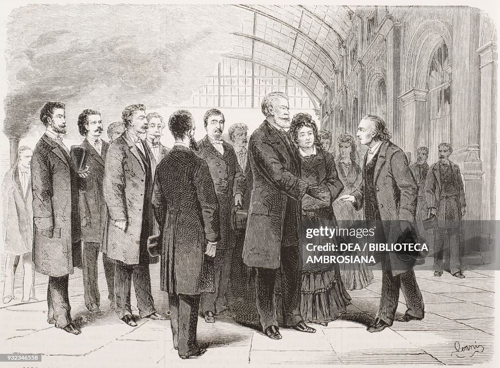 Emperor Pedro II of Brazil meeting Cesare Cantu