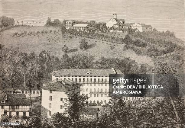 View of the Sella villa and factory, Biella, Piedmont, Italy, drawing by Edoardo Matania, engraving from L'Illustrazione Italiana, No 36, September...