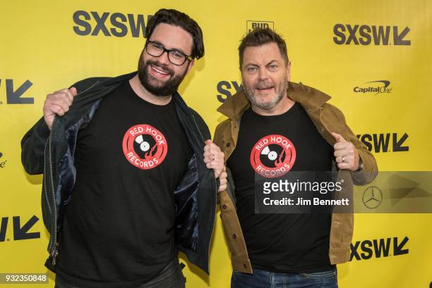 Director and co-writer Brett Haley and actor and comedian Nick Offerman walk the red carpet at the SXSW Film premiere of "Hearts Beat Loud" on March...
