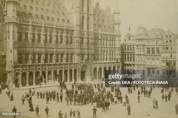 View of the Grand Place , Brussels, Belgium, photograph by H Cerf, Brussels, ca 1900.