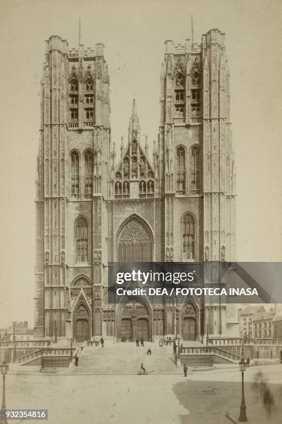 Cathedral of St Michael and St Gudula, Brussels, Belgium, photograph by H Cerf, Brussels, ca 1900.