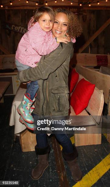 Angela Griffin and child attends the launch of Winter Wonderland at Hyde Park on November 19, 2009 in London, England.