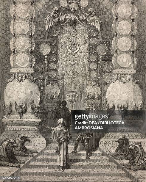 Count Astolfo in the court of the King of Ethiopia, from Orlando furioso, Canto XXXIII, stanza 88, engraving by Gustave Dore', L'Illustrazione...