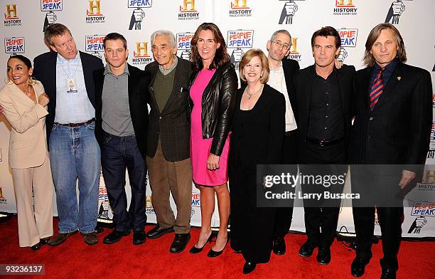Actress Jasmine Guy, executive producer Chris Moore; producer/actor Matt Damon, writer Howard Zinn, History Channel President and General Manager...