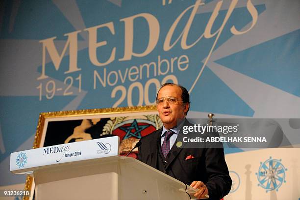 Moroccan Foreign Minister Taib Fassi Fihri speaks in Tangier on November 19, 2009 during the international MEDays 2009 forum. AFP PHOTO/ABDELHAK SENNA