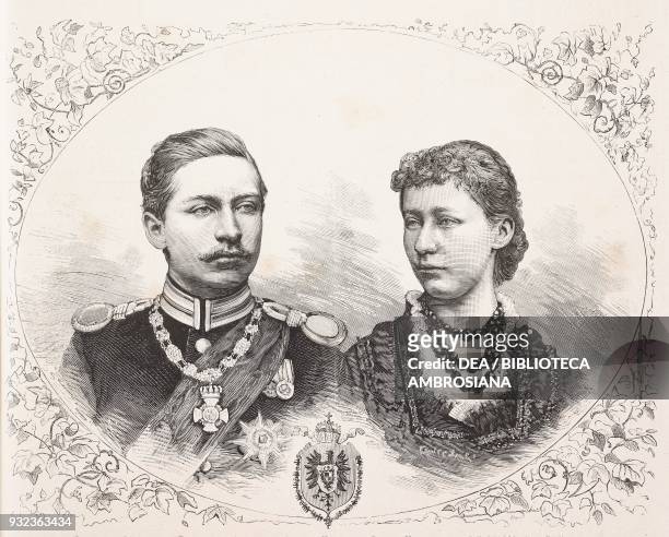 Prince William of Prussia and Princess Augusta Victoria of Schleswig-Holstein-Sonderburg-Augustenburg , who married 27 February, 1881 in Berlin,...