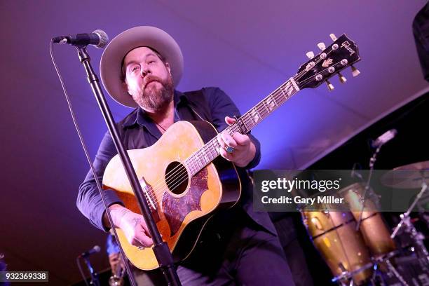 Nathaniel Rateliff & the Night Sweats perform in concert with Willie Nelson during the Luck Welcome dinner benefitting Farm Aid on March 14, 2018 in...