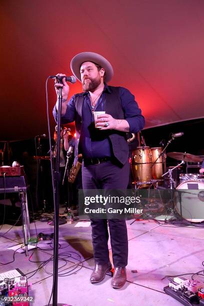 Nathaniel Rateliff & the Night Sweats perform in concert during the Luck Welcome dinner benefitting Farm Aid on March 14, 2018 in Spicewood, Texas.