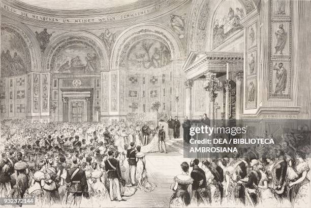 Prince William of Prussia with Augusta Victoria of Schleswig-Holstein-Sonderburg-Augustenburg's wedding in the Court chapel in Berlin, February 27...