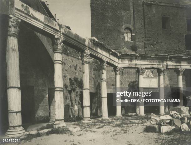 Portico of the Consenting Gods, Roman Forum, Rome, Italy, photograph from Istituto Italiano d'Arti Grafiche, Bergamo, 1905-1908.