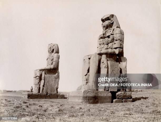 The Colossi of Memnon, Thebes, Egypt, photograph by JP Sebach Edition, ca 1890.
