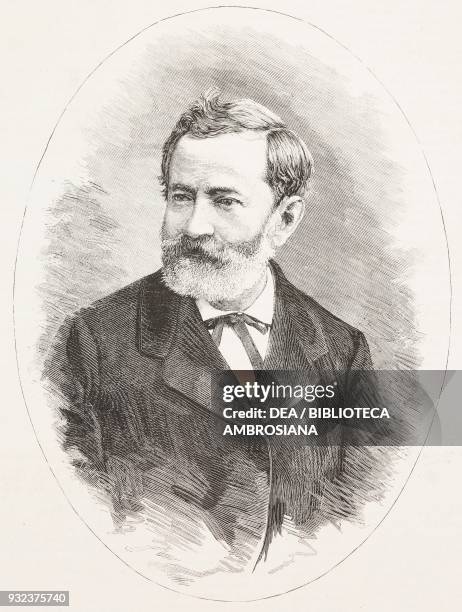 Portrait of Quintino Sella , Italian politician, engraving from L'Illustrazione Italiana, No 21, May 22, 1881.