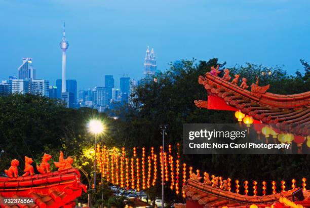 lanterns decoration at thean hou temple in kuala lumpur - thean hou stock pictures, royalty-free photos & images