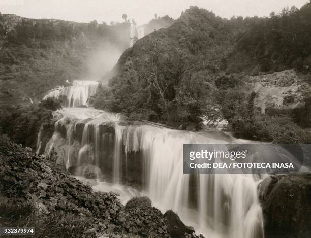 The last cataract on the Velino river, Marmore's falls, Terni, Umbria, Italy, photograph from Istituto Italiano d'Arti Grafiche, Bergamo, 1908-1909.