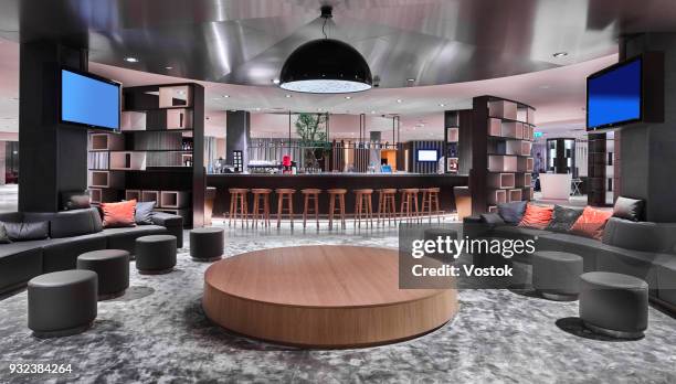 reception and lobby in the new hotel complex in moscow - lobby bildbanksfoton och bilder