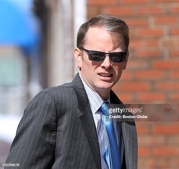 Timothy Sullivan leaves the John Joseph Moakley United States Courthouse in Boston after a hearing in his Boston Calling extortion case on March 14,...