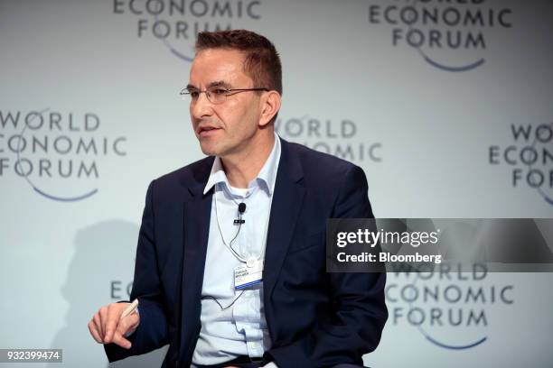Patrick Struebi, founder and chief executive officer of Fairtrasa Group, speaks during the World Economic Forum on Latin America in Sao Paulo,...