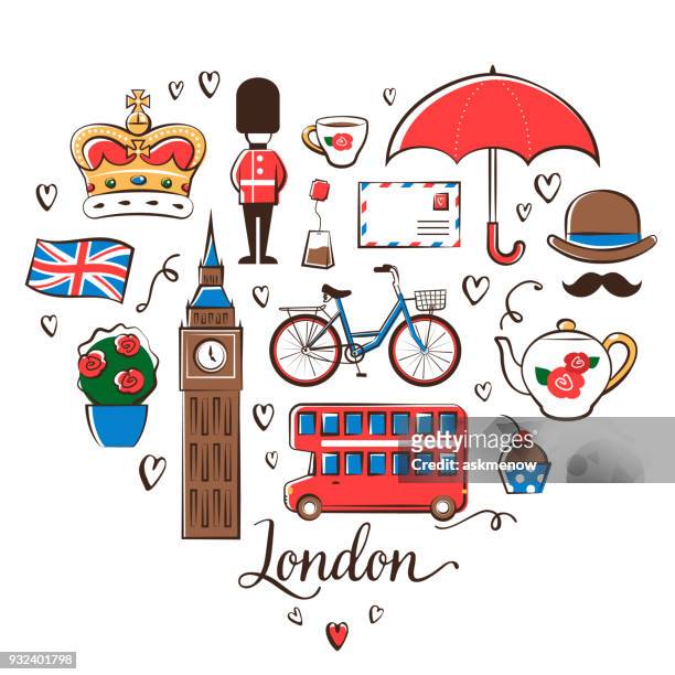 london symbole - cupcake teacup stock-grafiken, -clipart, -cartoons und -symbole