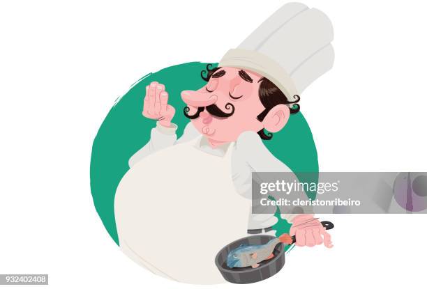 the chef and the fish - cozinheiro stock illustrations