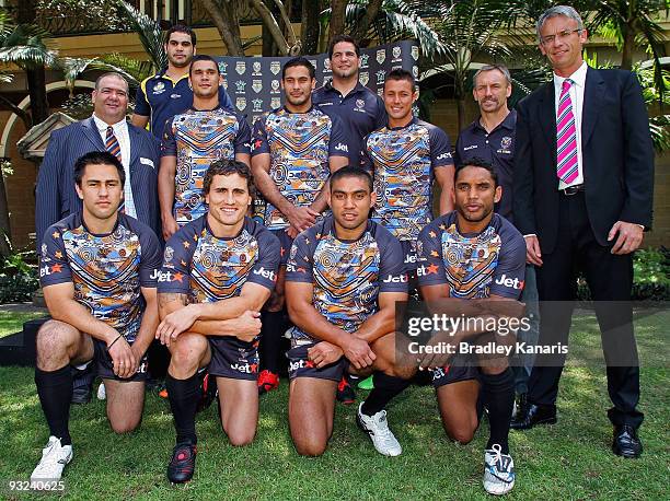 Players from the NRL Indigenous All Stars team, ARL Indigenous Council Chairman William 'Smiley' Johnstone , coach Neil Henry and NRL CEO David...