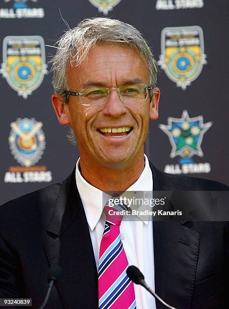 David Gallop talks to the media during the NRL Indigenous All Stars team announcement at Parliament House on November 20, 2009 in Brisbane, Australia.