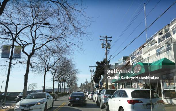 promenade on marine drive, white rock, canada - white rock bc stock pictures, royalty-free photos & images