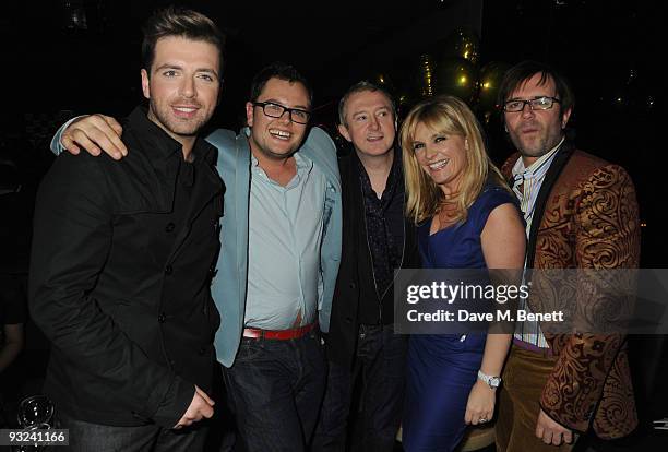 Mark Feehily, Alan Carr and Louis Walsh attend the album launch party for Mariah Carey's new album "Memoirs Of An Imperfect Angel" at Jalouse on...