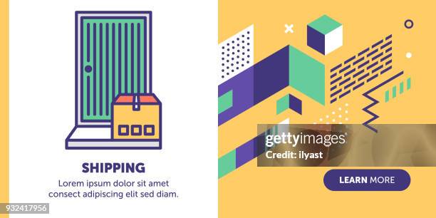 shipping banner - answering door stock illustrations