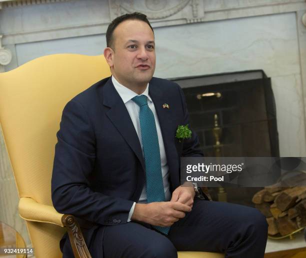 Taoiseach Leo Varadkar of Ireland meets with U.S. President Donald J. Trump at The White House March 15, 2018 in Washington, DC. The Taoiseach is...