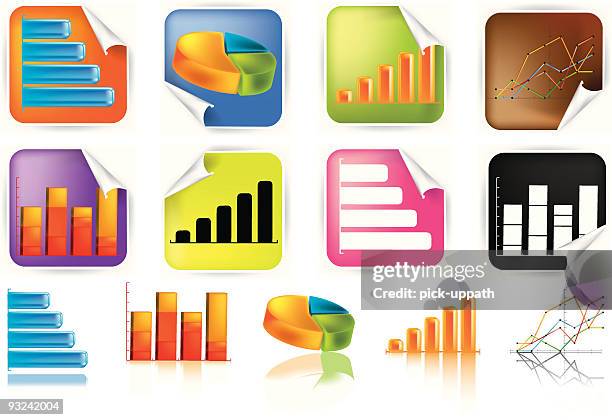 graph icon set - sharp angle stock illustrations