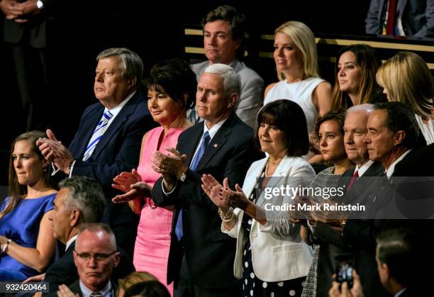 View of VIP attendees in the audience on the final day of the Republican National Convention at Quicken Loans Arena, Cleveland, Ohio, July 21, 2016....