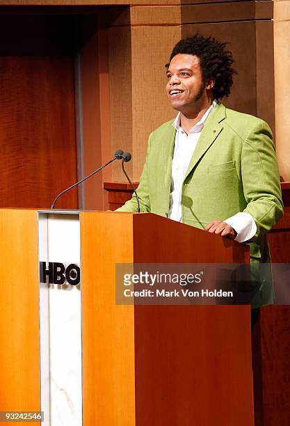 Jazz musician Eric Lewis speaks at the HBO Documentary Screening Of "Jazz Baroness" at the HBO Theater on November 19, 2009 in New York City.
