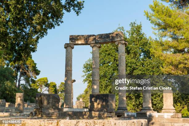 ancient edifice of palaestra, olympia, greece - palaestra stock pictures, royalty-free photos & images