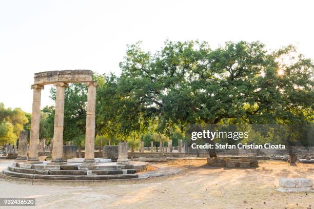 ancient edifice of palaestra, olympia, greece - palaestra stock pictures, royalty-free photos & images