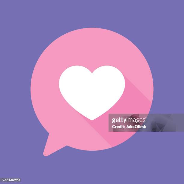 illustrazioni stock, clip art, cartoni animati e icone di tendenza di speech bubble heart piatto - icona mi piace